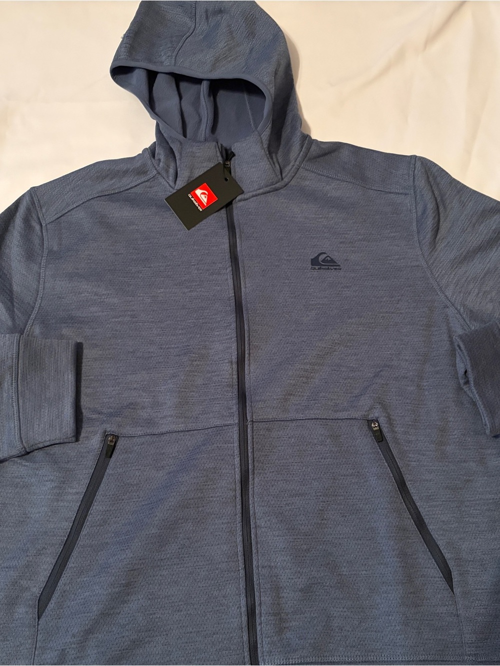 Quiksilver Men's Heather Slate Blue Zip-Up Hooded Jacket